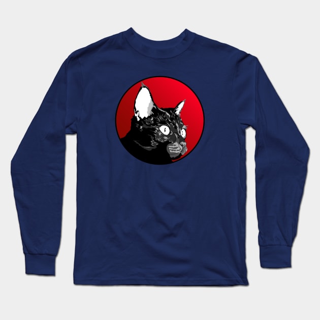 Black Cat Long Sleeve T-Shirt by Tosky